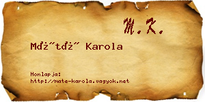 Máté Karola névjegykártya